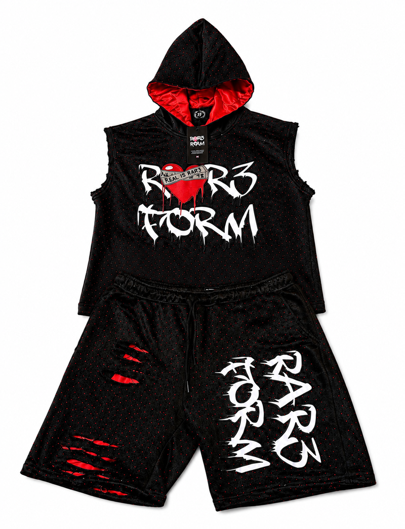 Real Is Rar3 Rhinestone Short Set
